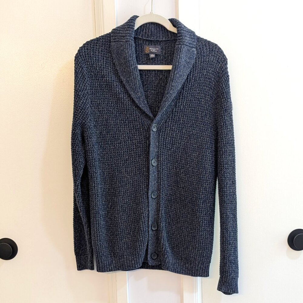 Wallin & Bros Navy Shawl Collar Cotton Cardigan Men’s Size M